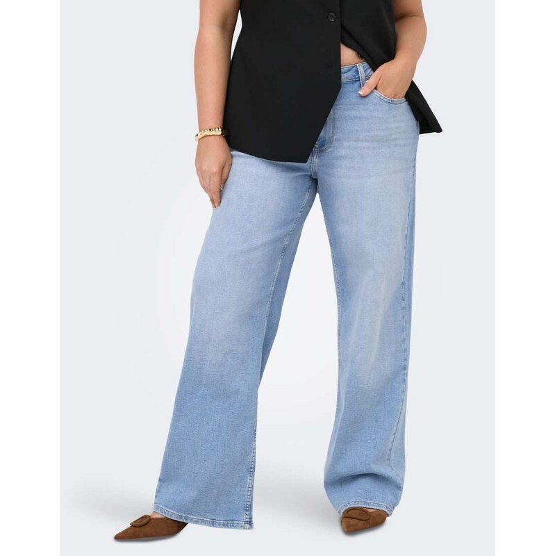 ONLY Curve Wide-fit jeans in light blue denim