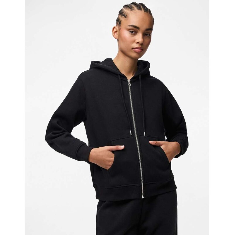 Pieces Zip-up hoodie in black 115523264
