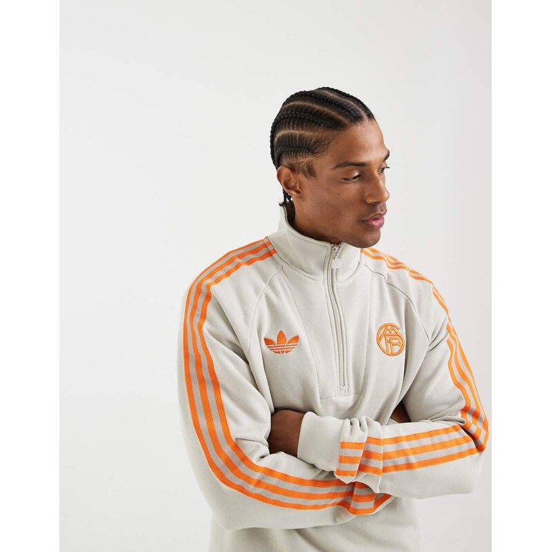 adidas performance Fc bayern originals half zip top in beige