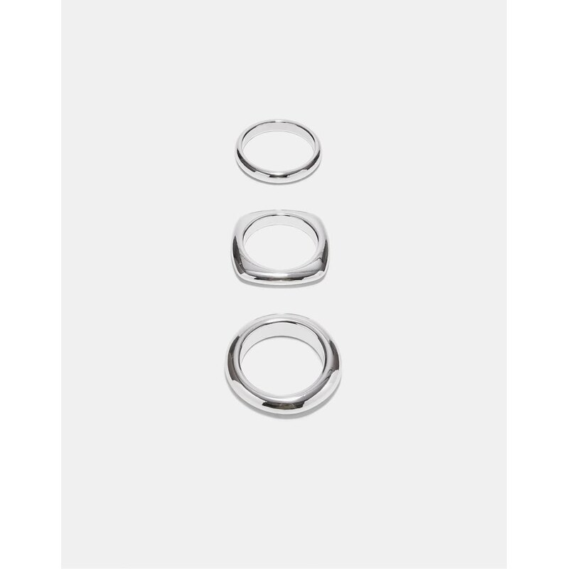 Stradivarius Set of 3 rigid bracelets in grey 115547125