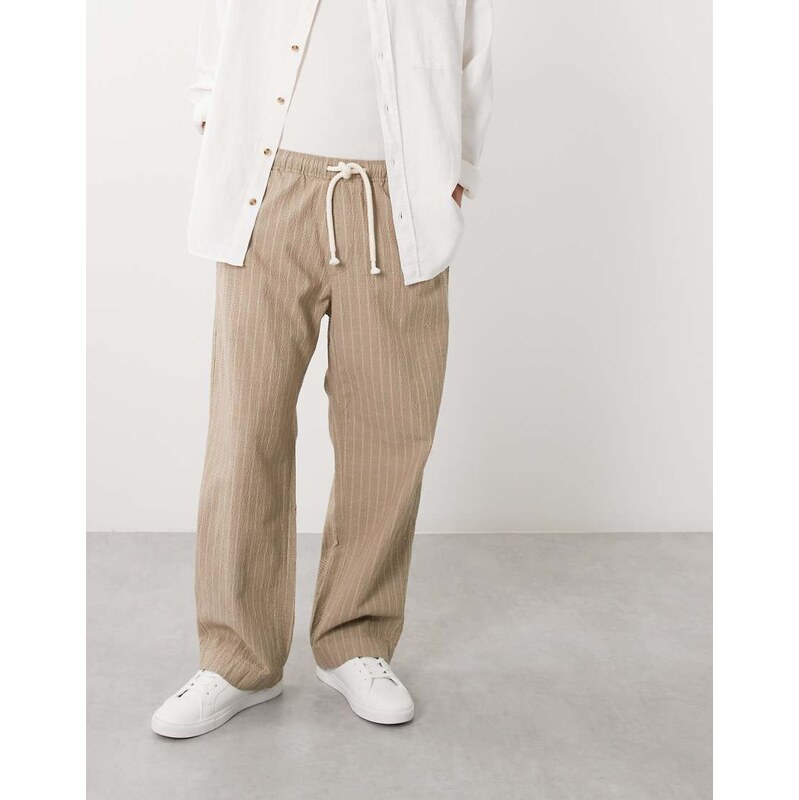 Abercrombie & Fitch cotton rich baggy pull on seersucker trousers in 115501066