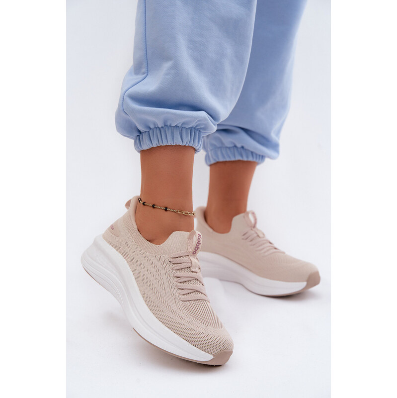 Materiálové Sportovní Boty Dámské Slip-On Kobbo 102425 Béžové 115501143