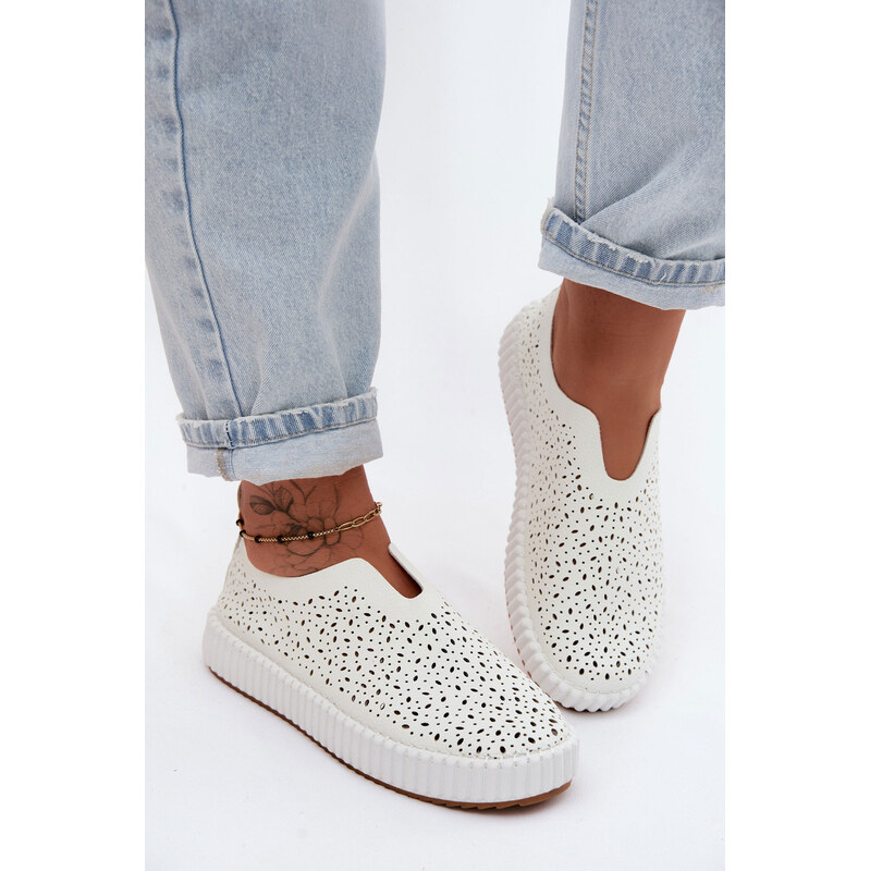 Boto Otevřené Slip-On Boty Na Platformě Bílé Glamma 115501158