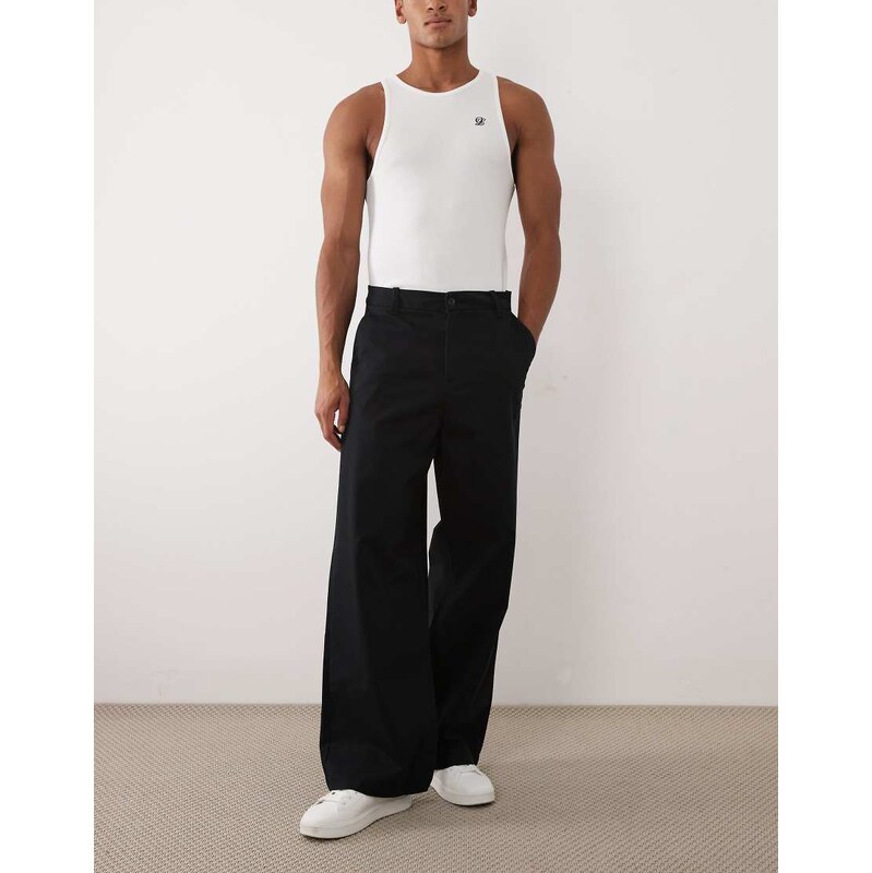 ASOS DESIGN loose chinos in black
