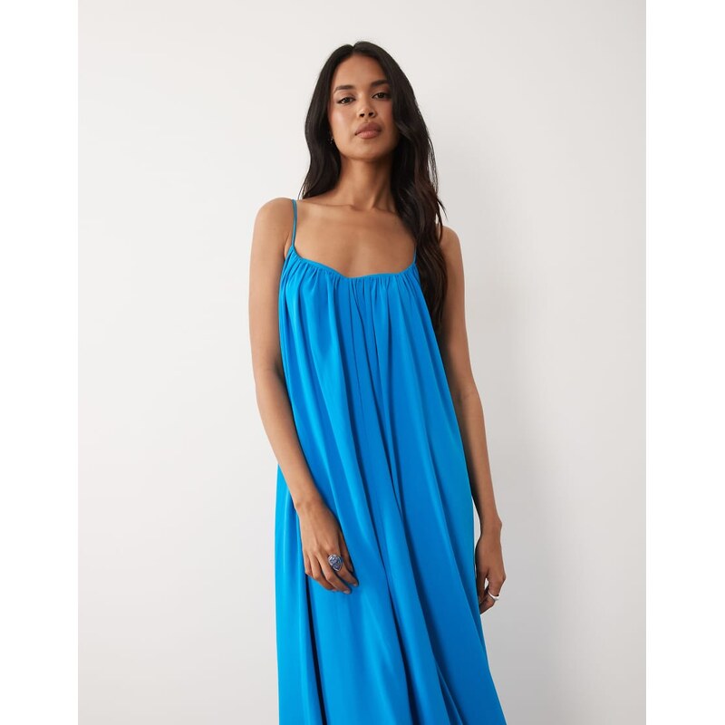 ASOS DESIGN strappy cami trapeze maxi dress in blue