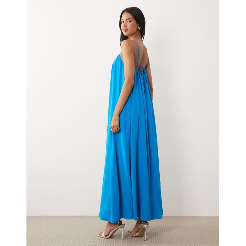 ASOS DESIGN strappy cami trapeze maxi dress in blue