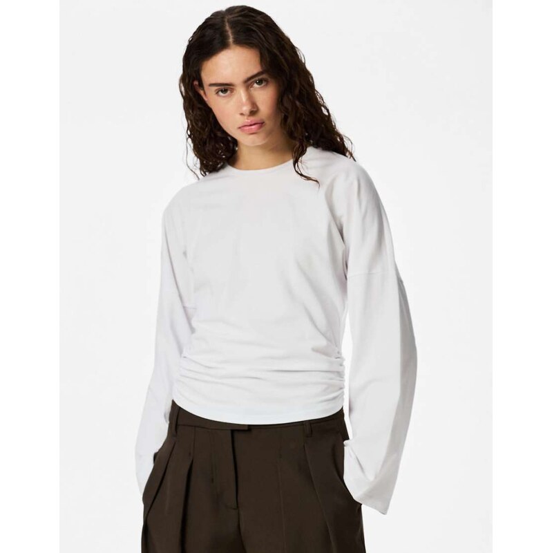 Pieces Long sleeved top in bright white