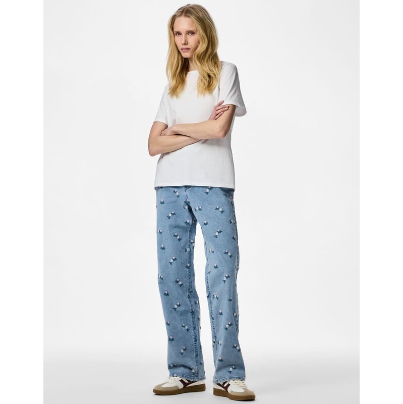 Pieces Straight fit jeans in light blue denim 115523439