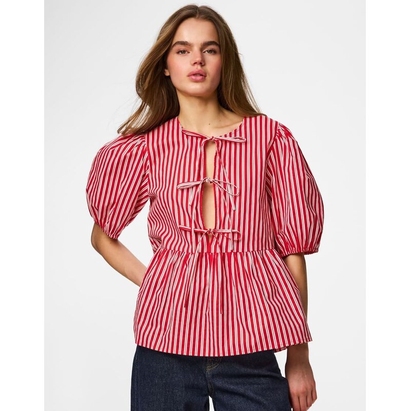 Pieces Puff sleeved top in adrenaline rush-Multi 115523456