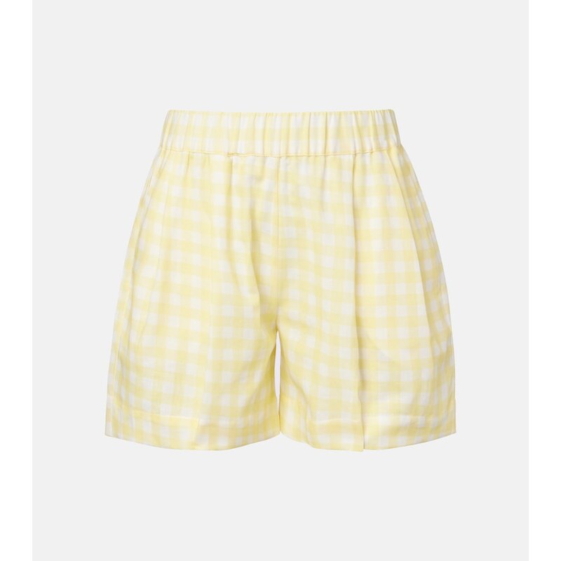 Asceno Gingham linen and cotton shorts