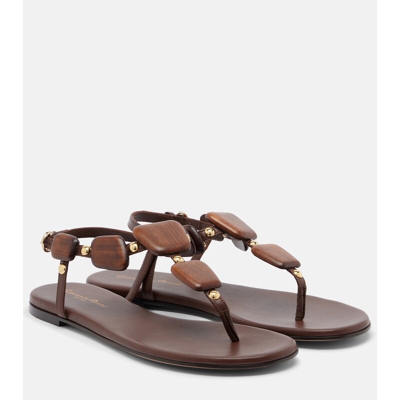 Gianvito Rossi Beaded leather thong sandals