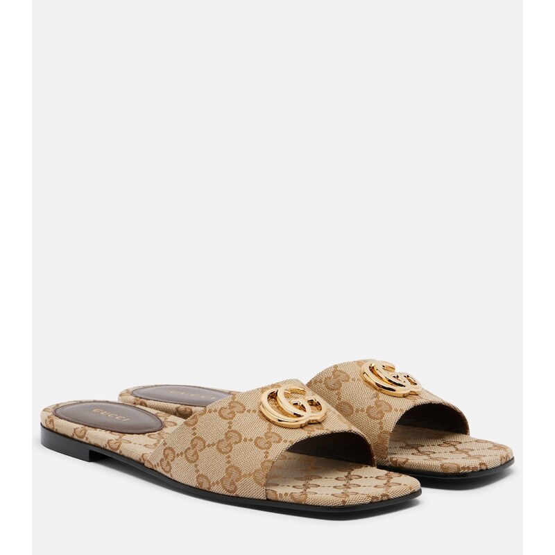 Gucci Double G GG Canvas slides