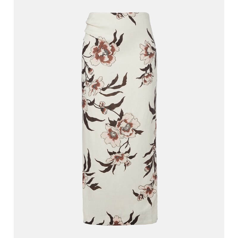 SIR Floral linen maxi skirt