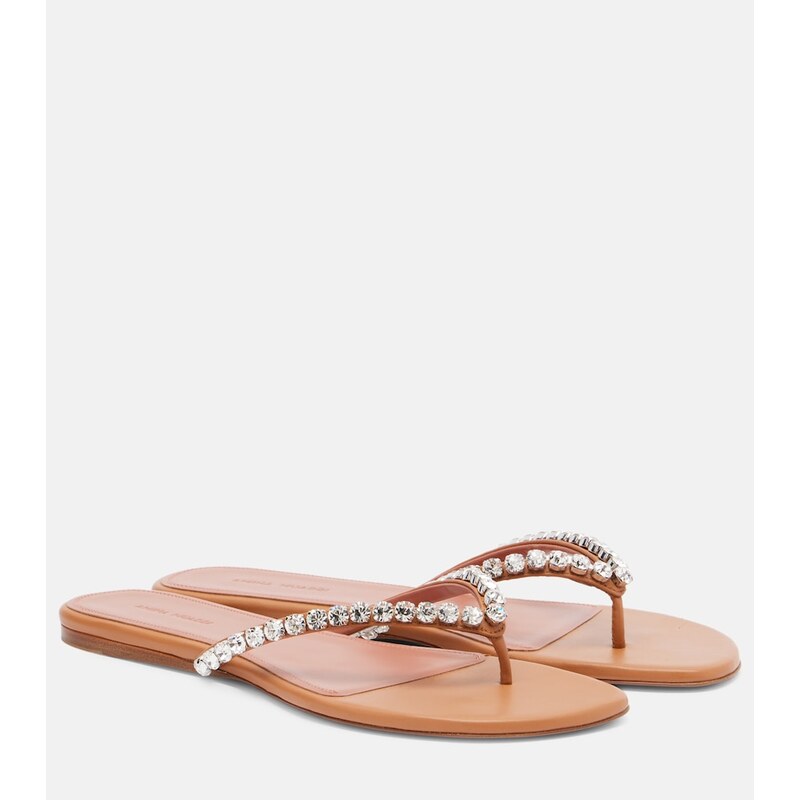 Amina Muaddi Gigi embellished leather thong sandals