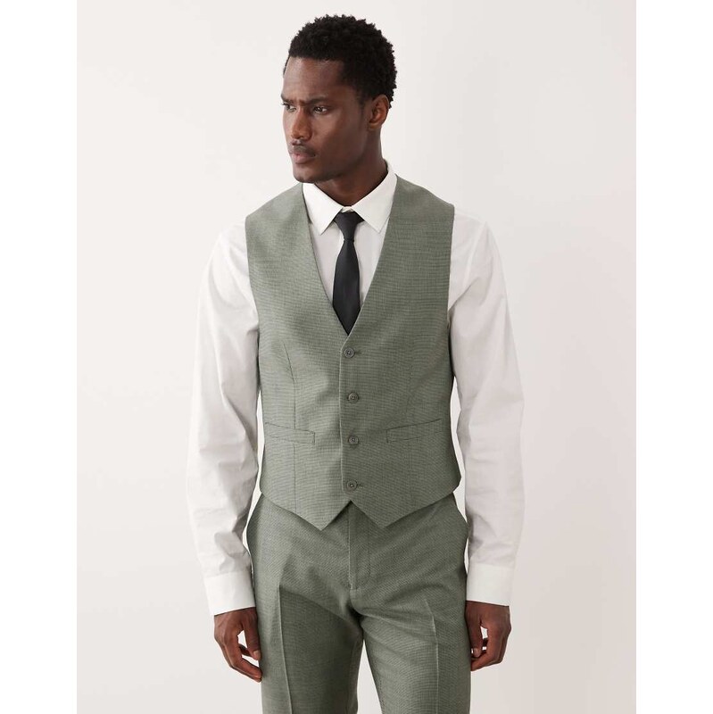 ASOS DESIGN slim suit waistcoat in mid green washable wool blend