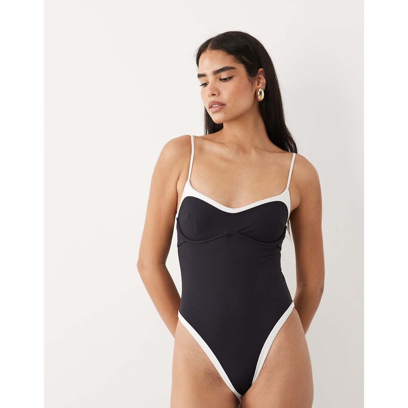 TALA contrast underwired swimsuit in shadow black 115504722