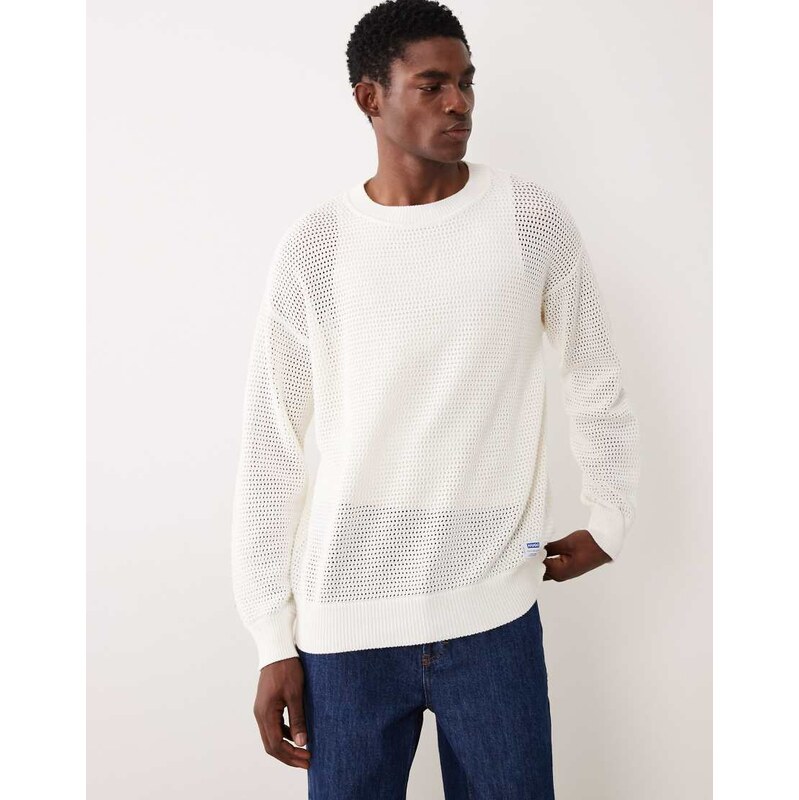 Hugo Blue relaxed light knit jumper in white
