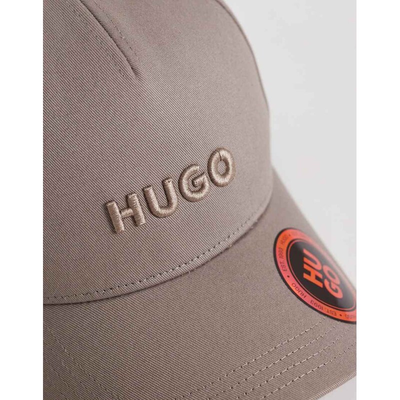 HUGO Red cotton twill cap with logo in light brown