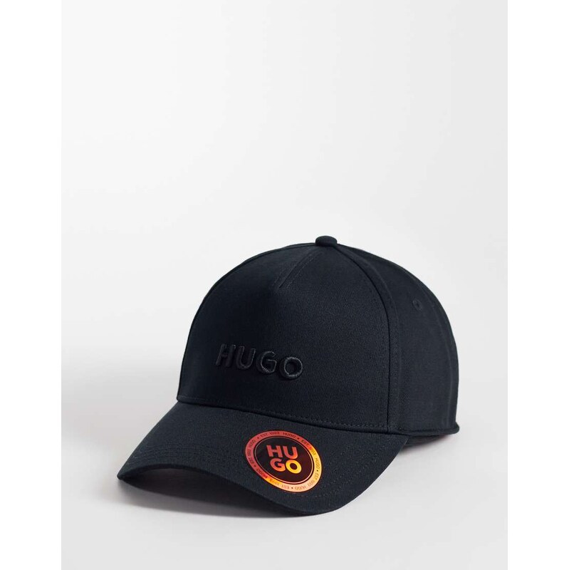 HUGO Red cotton twill cap with logo in dark black