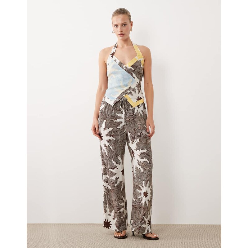 Never Fully Dressed halter neck wrap top co-ord in black soleil