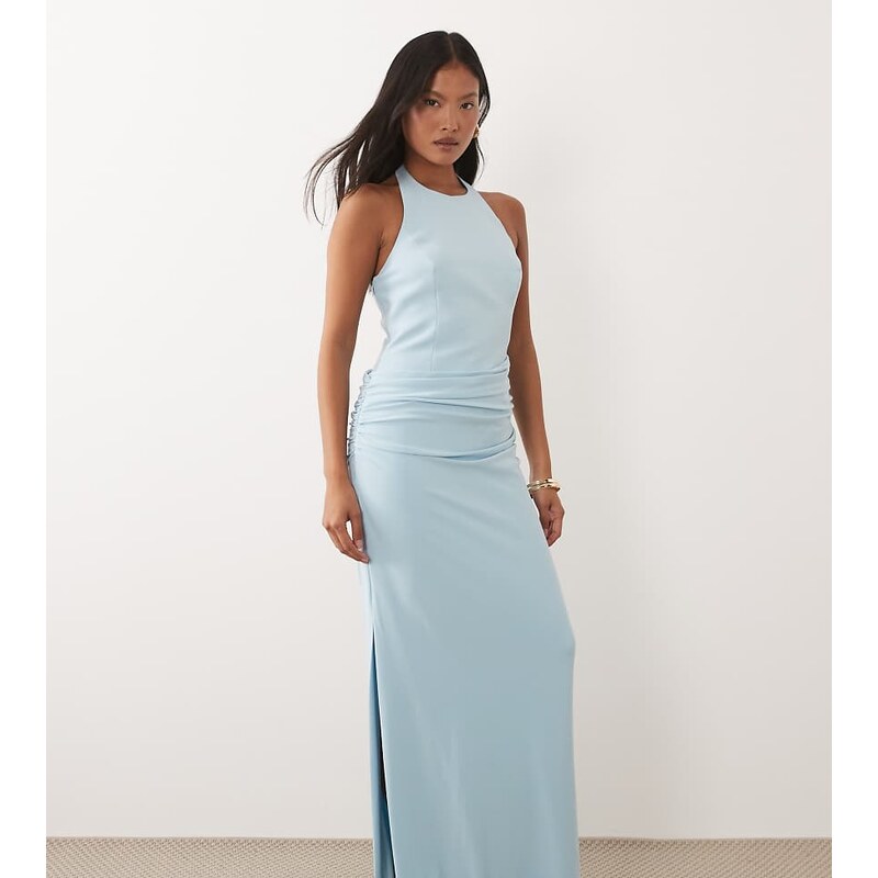 Forever New Petite halter neck drape waist maxi dress in light
