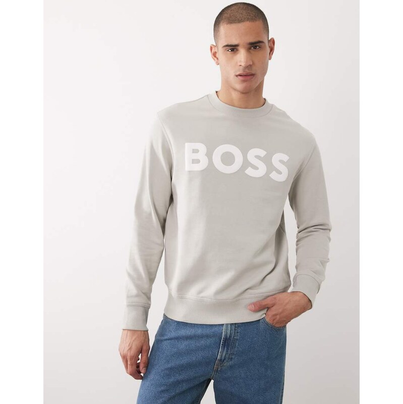 BOSS Orange Hugo Boss relaxed sweatshirt with logo print in light grey
