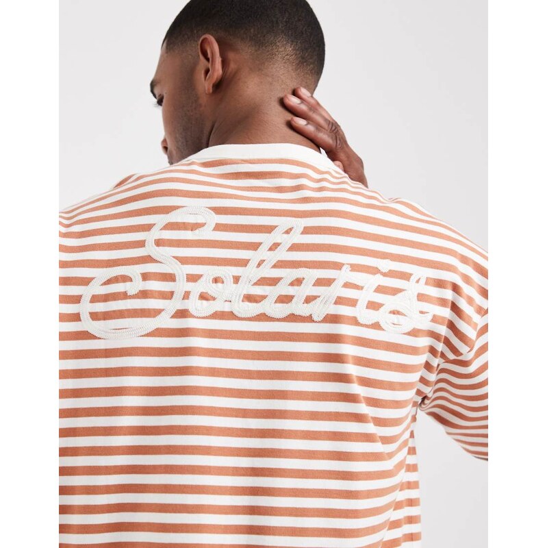 ASOS DESIGN heavyweight oversized t-shirt in orange stripe-Multi