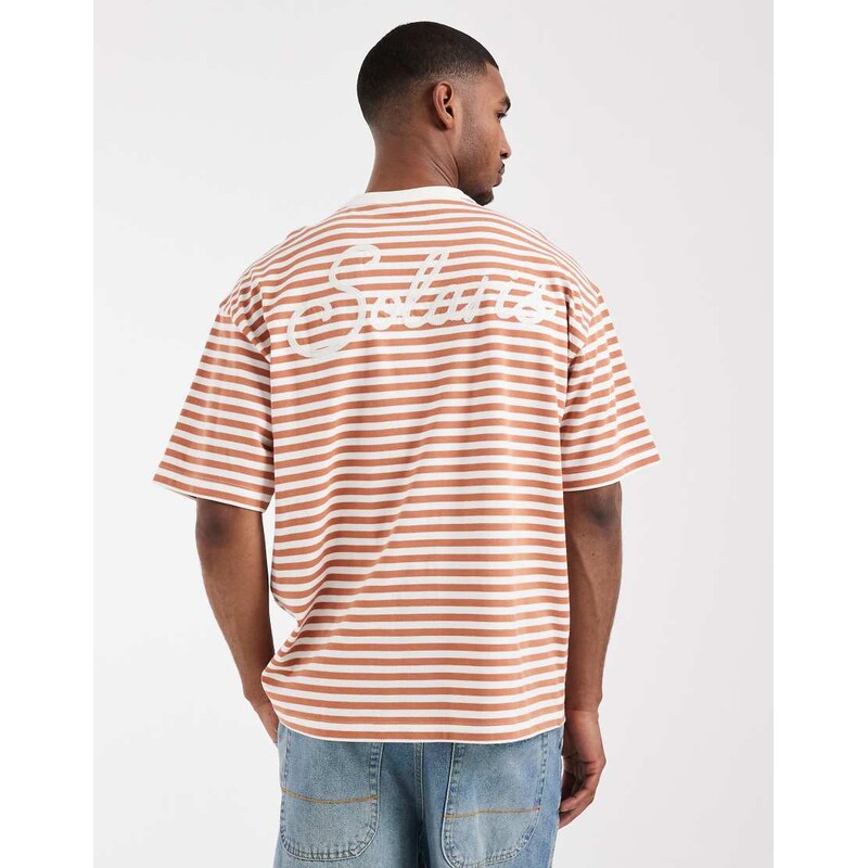 ASOS DESIGN heavyweight oversized t-shirt in orange stripe-Multi