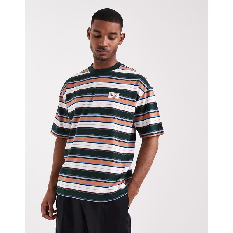 ASOS DESIGN oversized t-shirt in multicoloured stripe