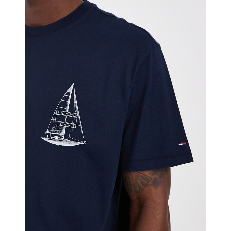 Tommy Jeans sailboat back print relaxed fit t-shirt in navy