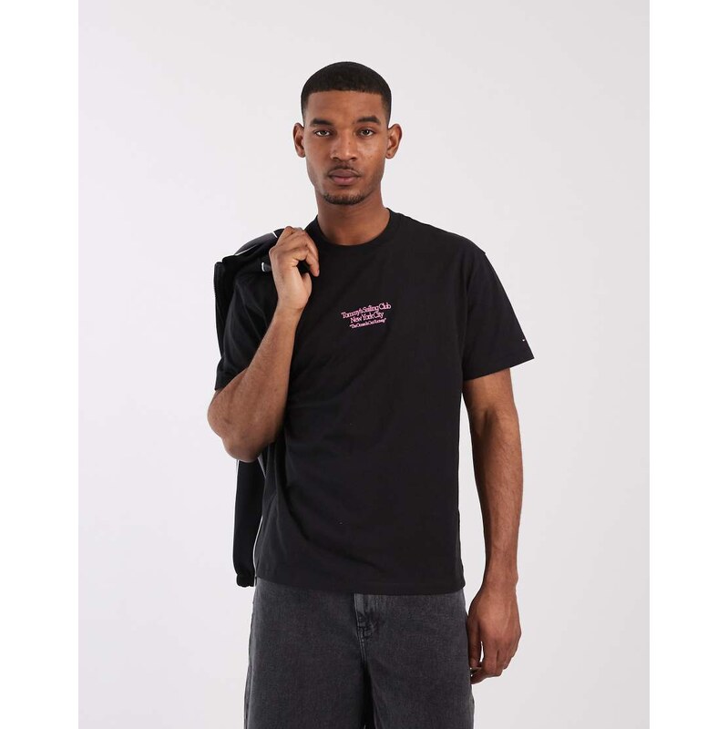 Tommy Jeans sailboat back print relaxed fit t-shirt in black