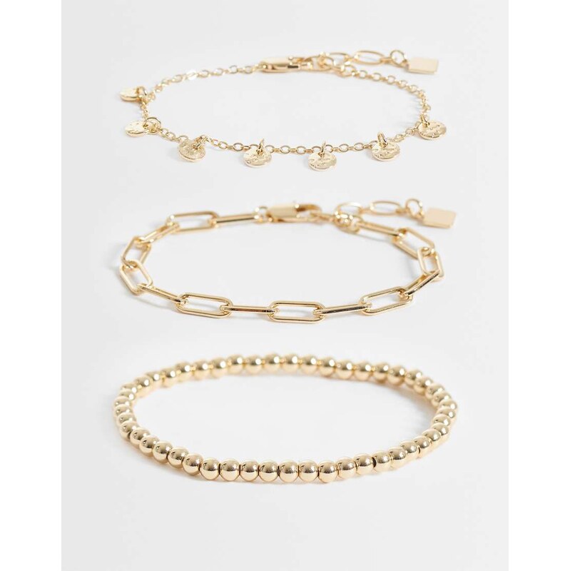 ASOS DESIGN multi-pack of mixed beaded and chain bracelets in