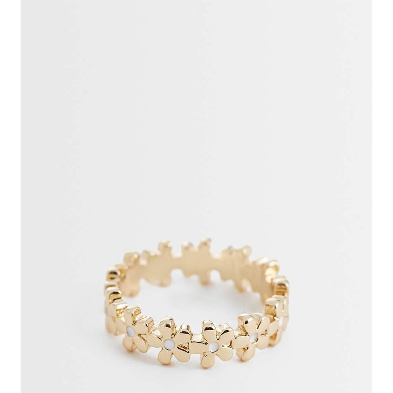 ASOS Curve ASOS DESIGN Curve ring with mini flower in gold tone 115550080
