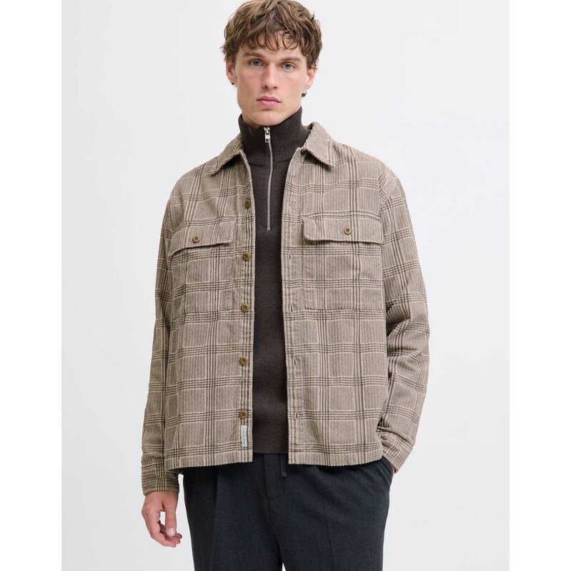 Jack & Jones Overshirt in brindle-White