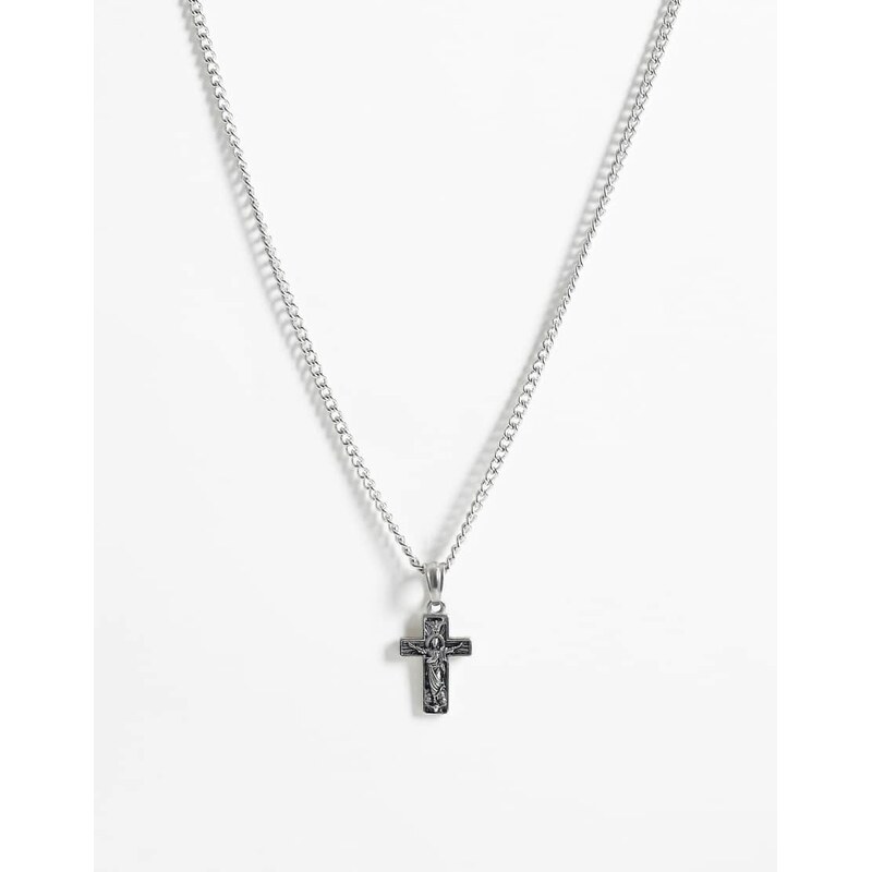 ASOS DESIGN waterproof stainless steel engraved Saint cross