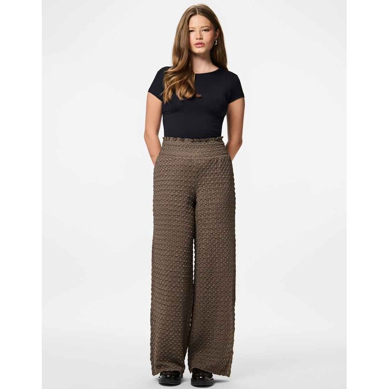 Pieces Wide-leg trousers in falcon-Brown 115509288