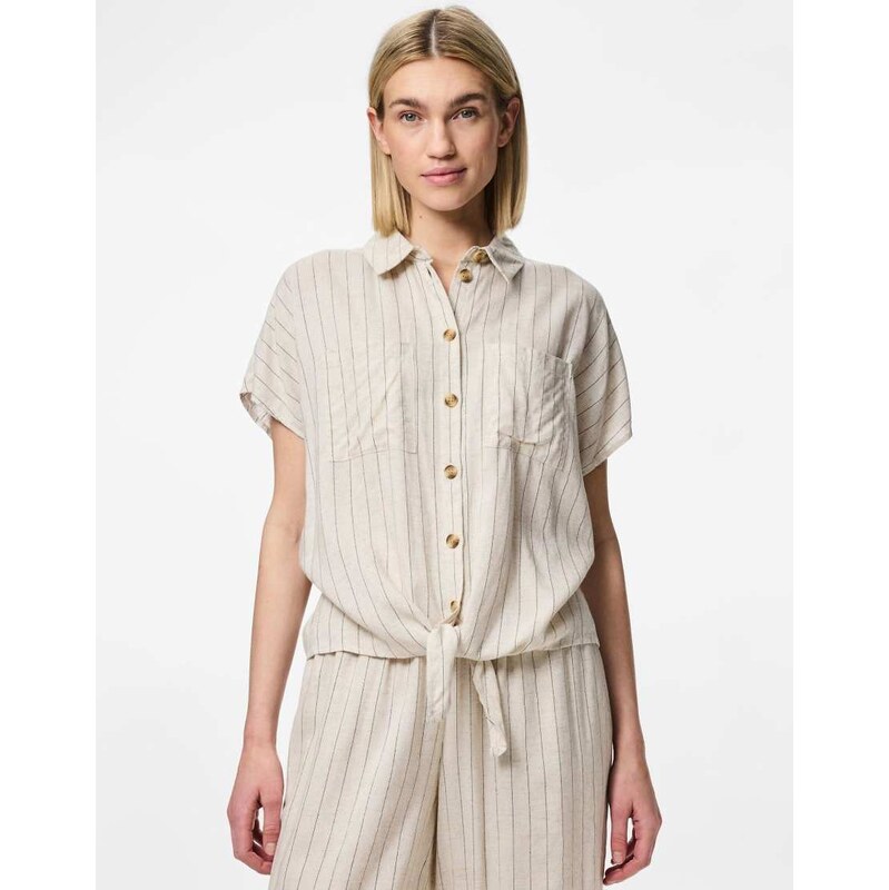 Pieces Short sleeved shirt in birch 3-Neutral 115523229