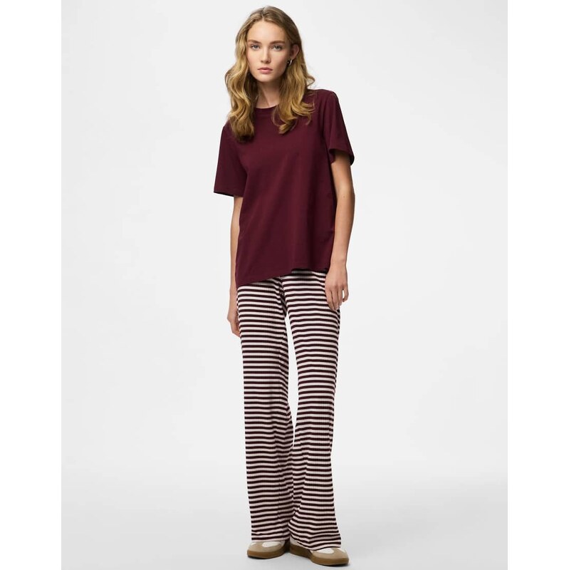 Pieces Wide-leg trousers in tawny port-Red 115523241