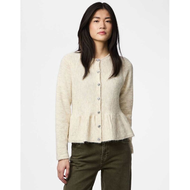 Pieces Knitted cardigan in birch-Neutral