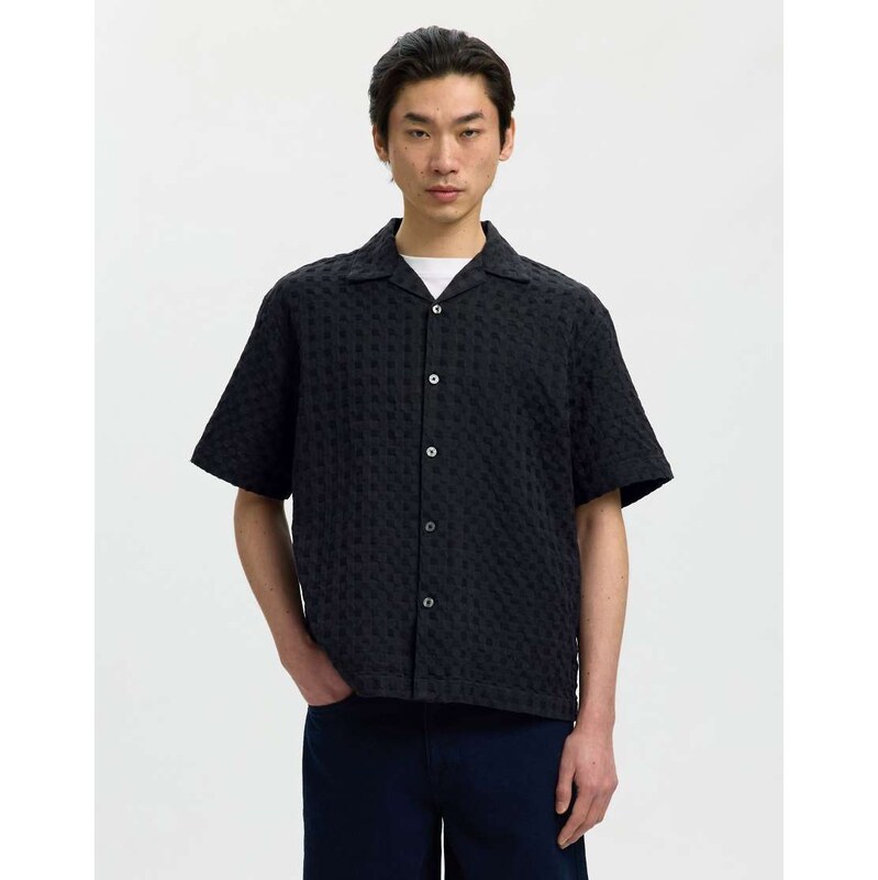 Selected Short sleeved shirt in black