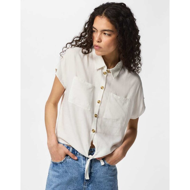 Pieces Short sleeved shirt in bright white 1 115523452