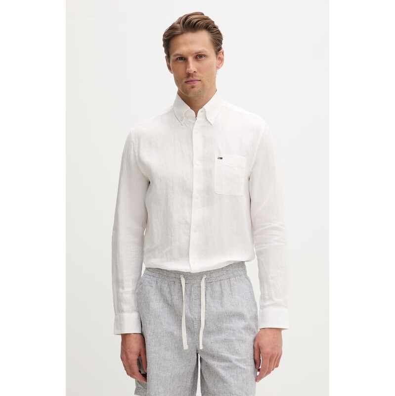 Tommy Jeans košile pánská lněná