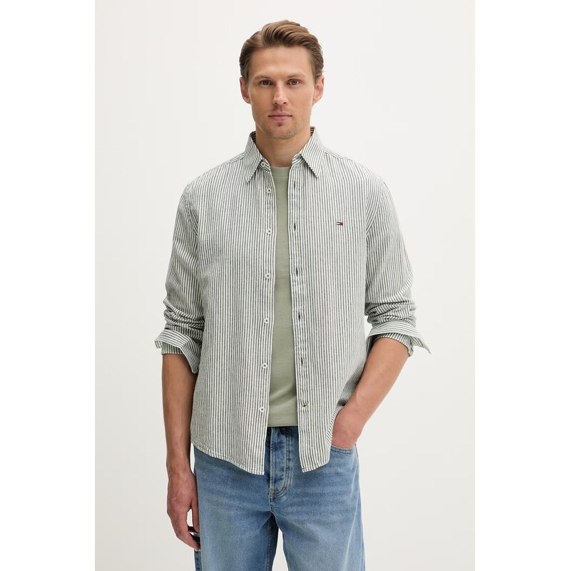 Tommy Jeans košile pánská se lnem