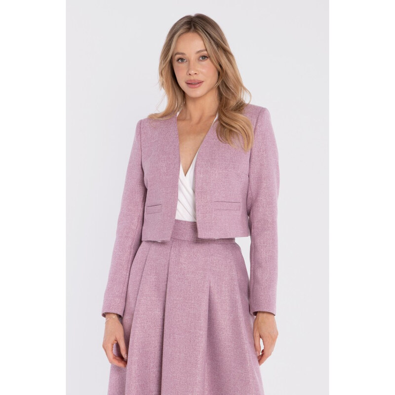 STYLOVE S429 Oříznuté sako bez límce s plnou podšívkou - marsala 115525661