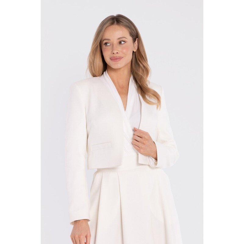STYLOVE S429 Oříznuté sako bez límce s plnou podšívkou - krémové 115525662