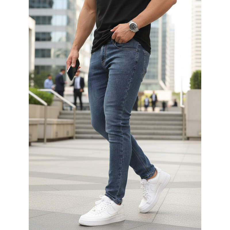 Jeansy męskie slim fit casual niebieskie model 22152800 -