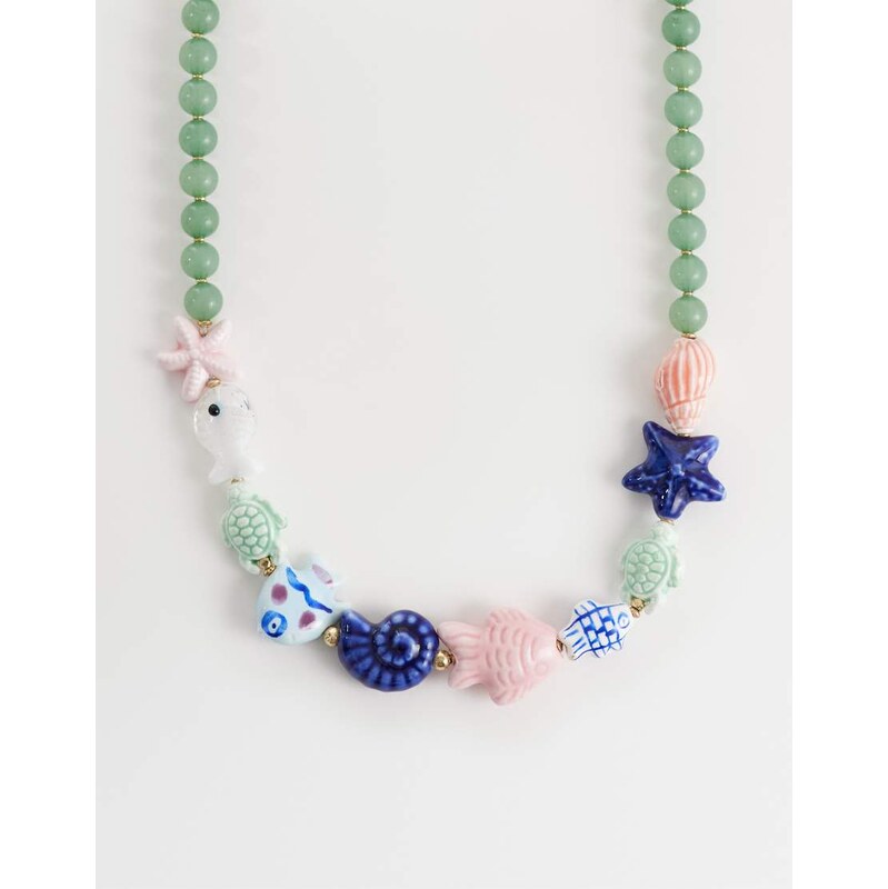 Accessorize pastel ceramic fish beaded necklace in multi 115526089