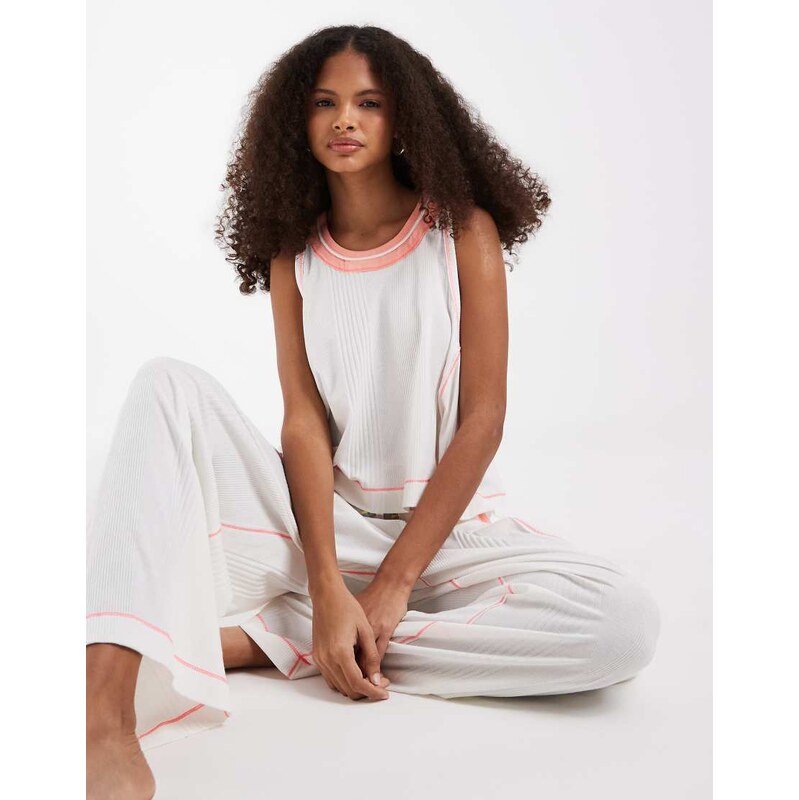 Free People weekender lounge set in ivory combo-White 115526129