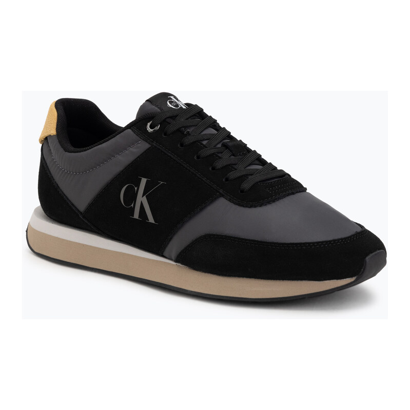 Pánské boty Calvin Klein HM0HM02212 Retro Runner Bans Leather Suede black/iron gate/amber gold