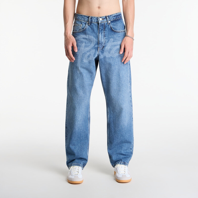 Džíny Patta Laserprint Whiskers Denim Pants Light Blue Denim 28
